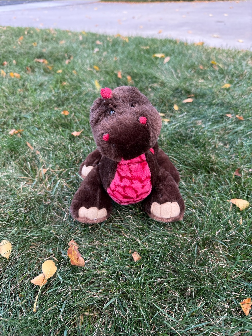 Brown & Pink Plush Dinosaur Toy for Kids